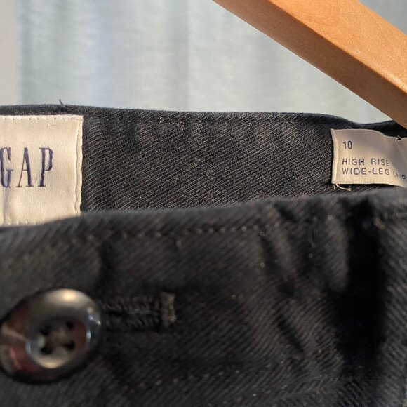 Gap 10 Cropped High Rise Wide Leg Black Denim Jean - Picture 1 of 5